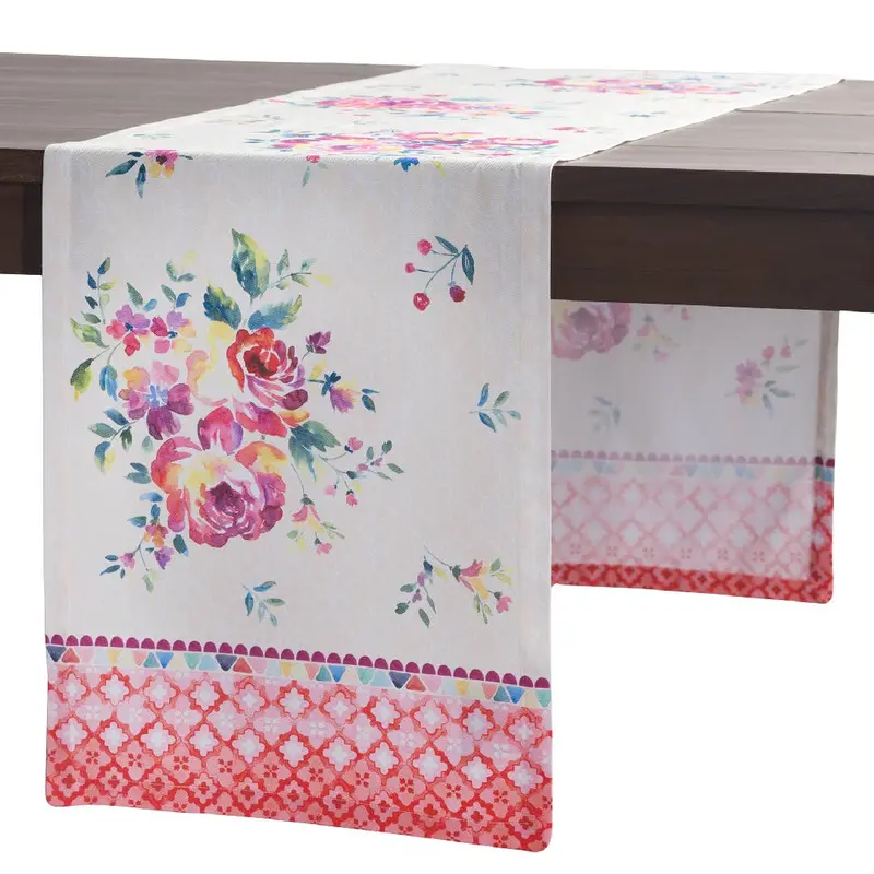Rose Garden Cotton Table Runner – Botanical-Inspired Single-Layer Accent 1