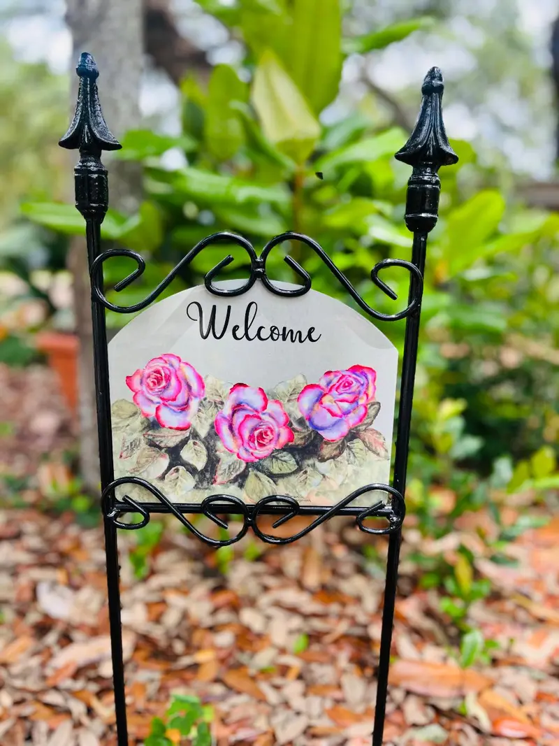 Rosed Red Tint Outdoor Welcome Sign 1
