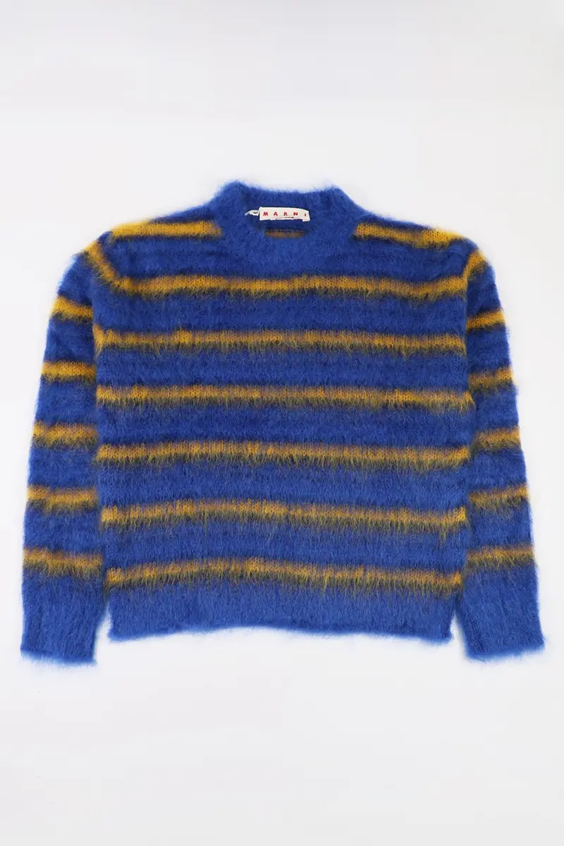 Royal Blue Striped Mohair Knit Jumper 1
