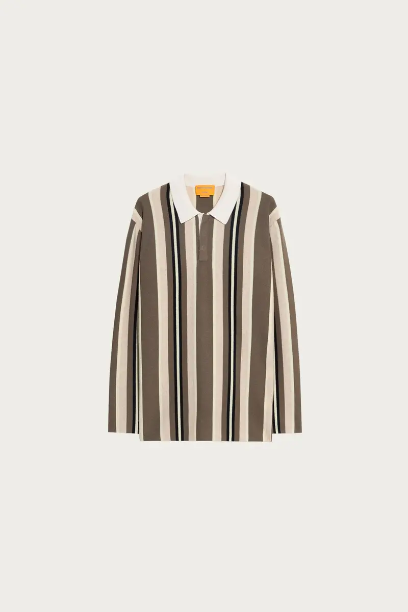 Rugby-Style Striped Top – Cypress Green And Cream 1