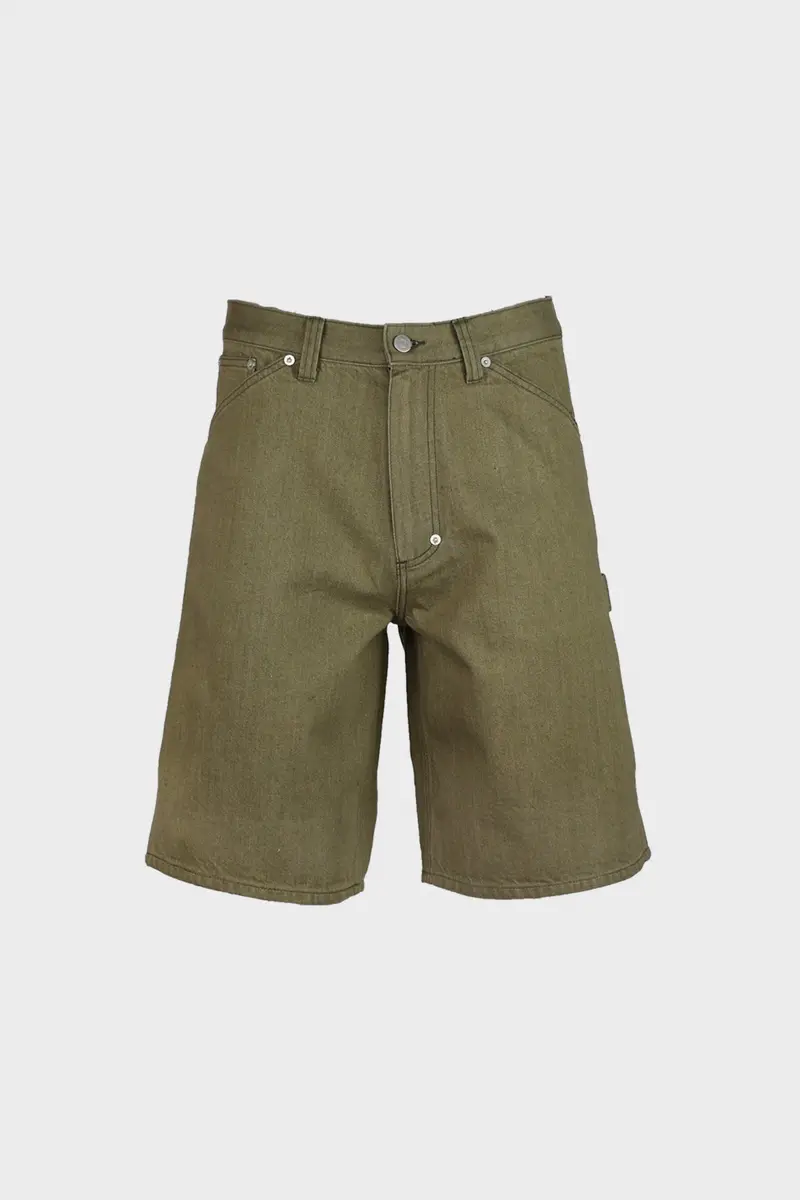 Rugged Carpenter-Style Denim Shorts – Olive 1