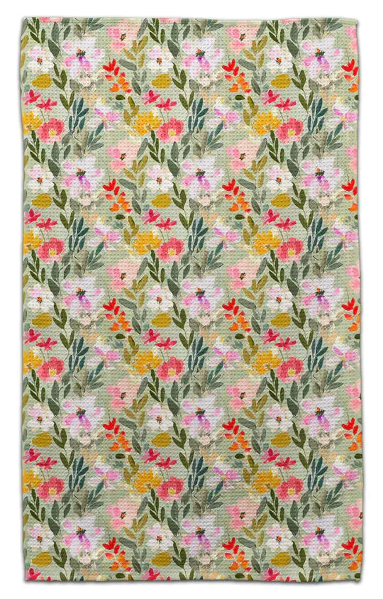 Sage And Botanical Flower Dish Towel 1