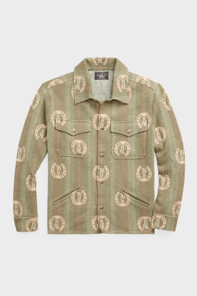 Sage-And-Multi Cotton Jacquard Shirt-Jacket 1