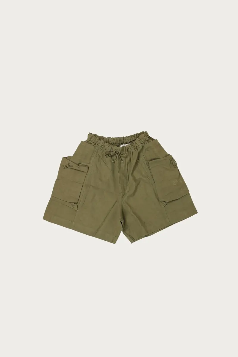 Salt Shorts In Olive Slub Cotton 1