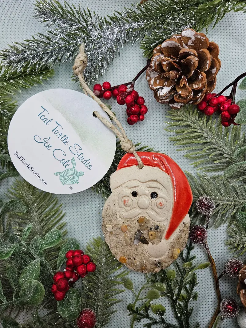 Sandy Santa Coastal-Style Christmas Ornament 1