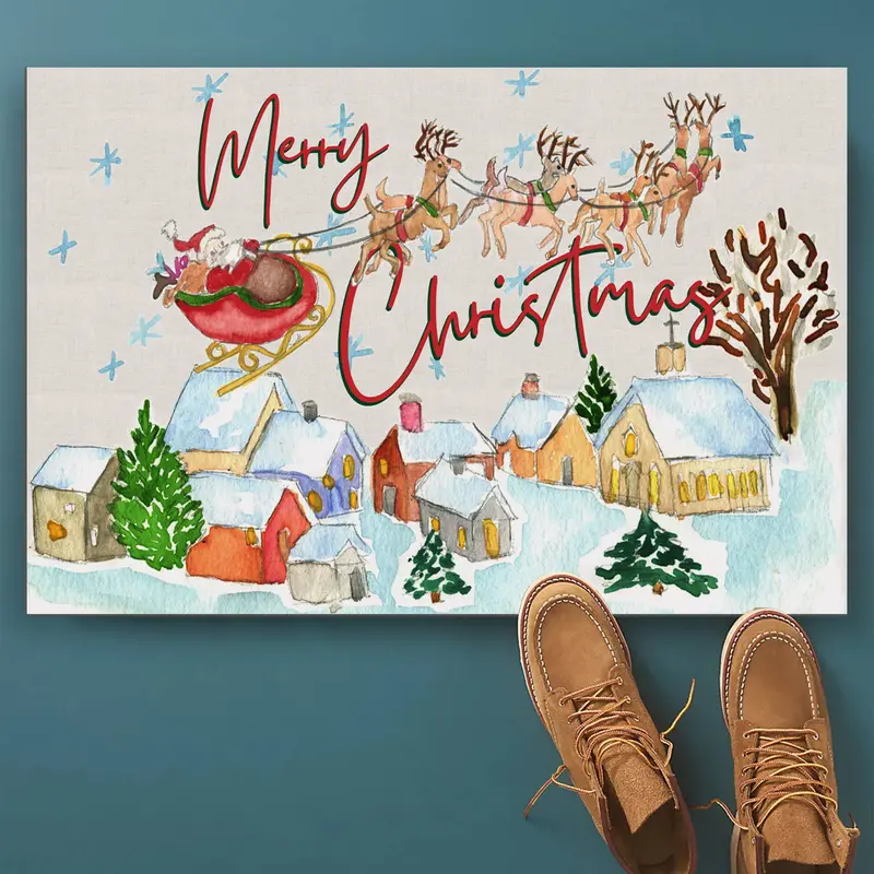 Santa Arrival Vinyl Welcome Mat 1