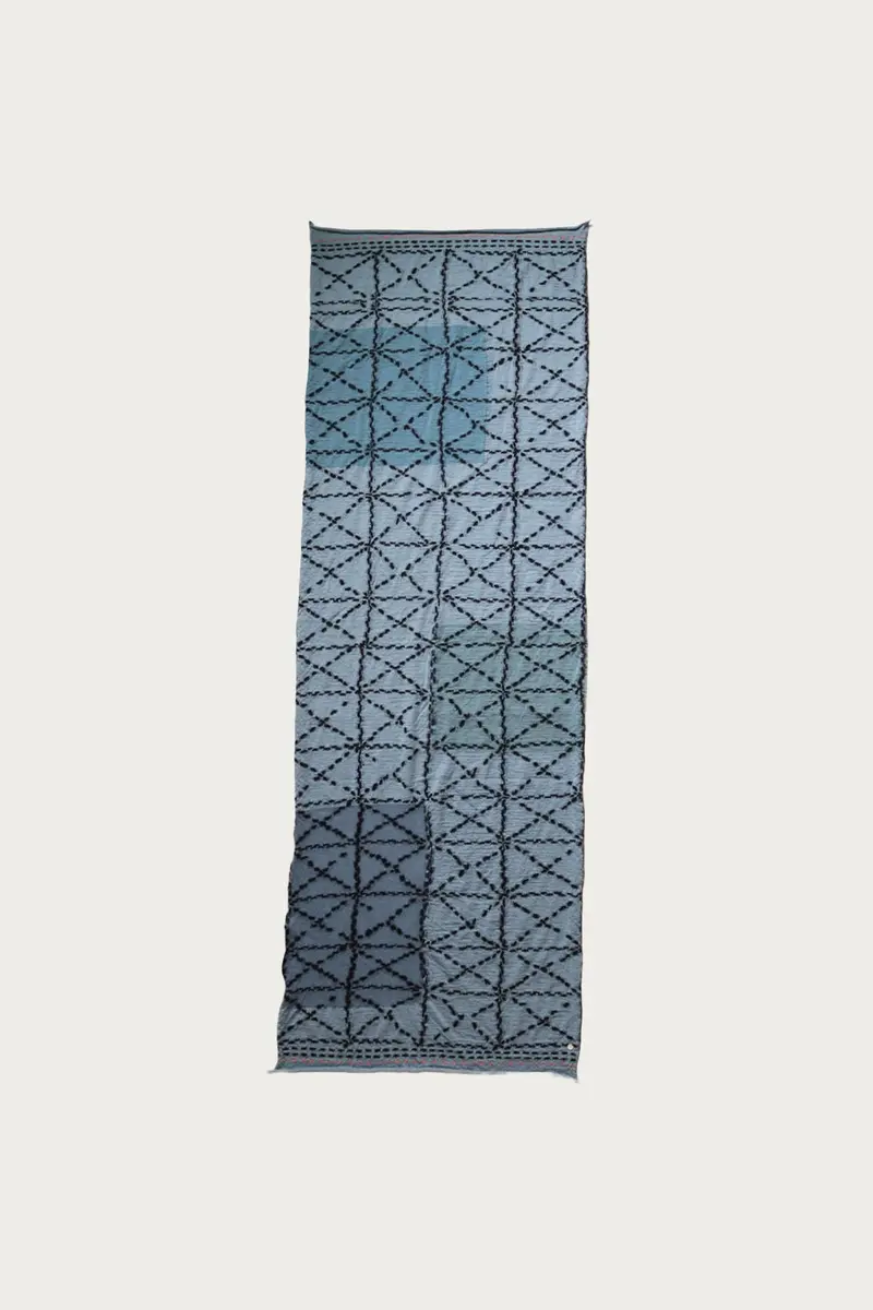 Sashiko-Style Fulling Wool Scarf – Sax 1