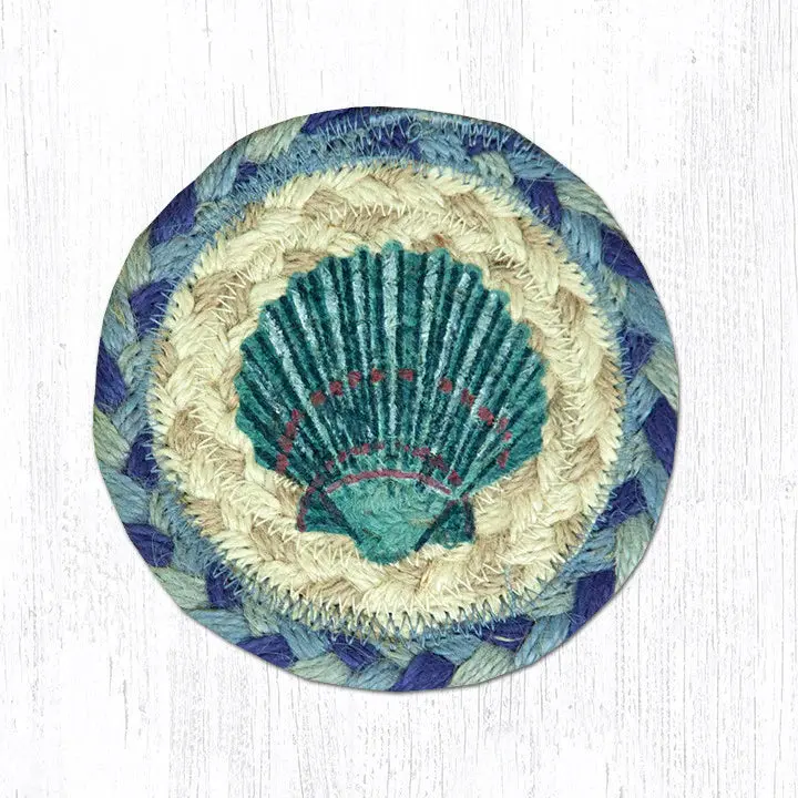 Scallop Shell Jute Coaster – 5-Inch Nautical Decor 1