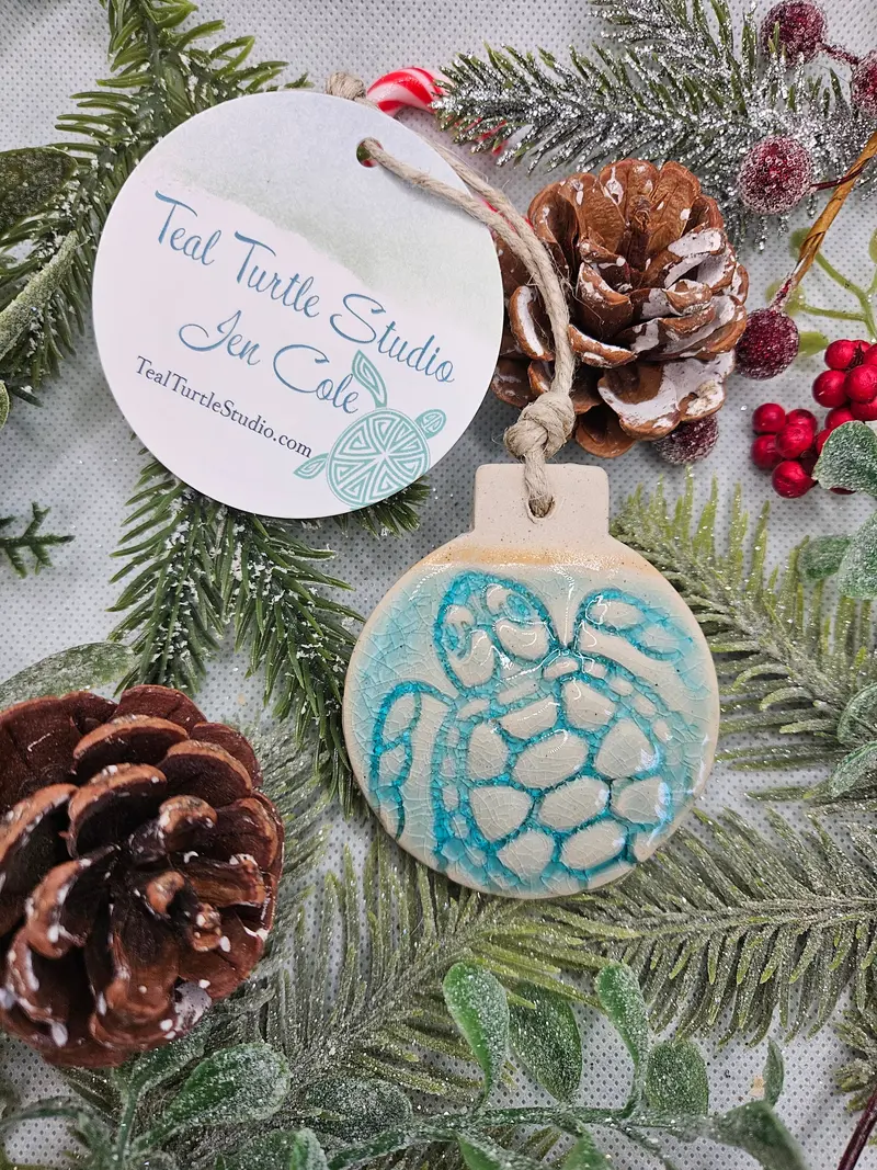 Sea Turtle Hand-Painted Ceramic Ornament 1