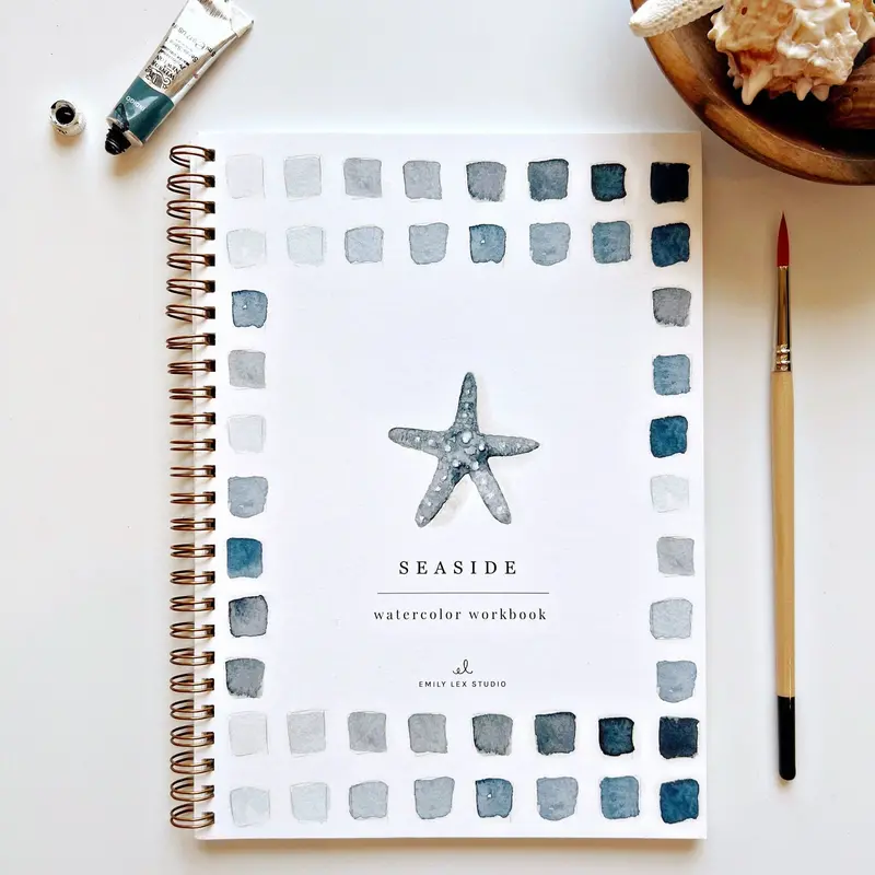 Seaside-Themed Watercolor Technique Workbook 1