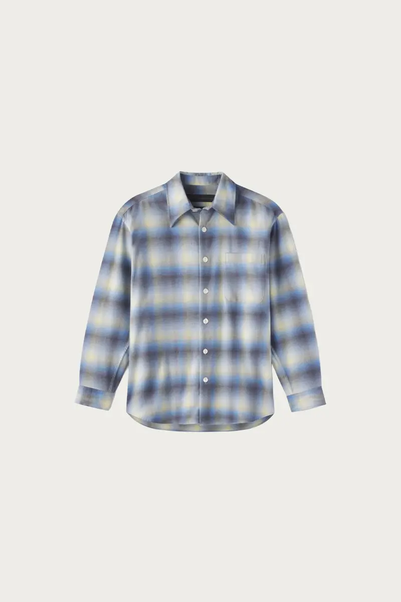 Shadow-Weave Flannel Shirt In Midnight Blue 1