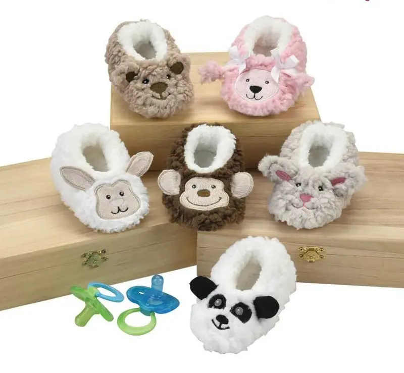 Sherpa-Trimmed Animal Slippers For Babies 1