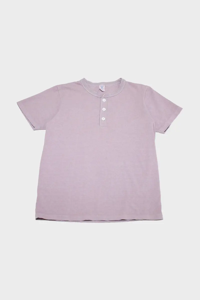 Short Sleeve Henley Shirt – Wisteria Pigment-Dyed Cotton 1