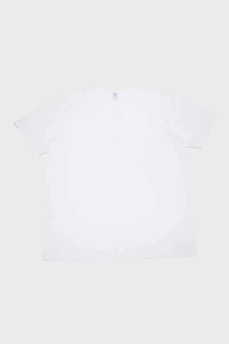 Short Sleeve Henley Tee – Pure White Pigment-Dyed Cotton 1