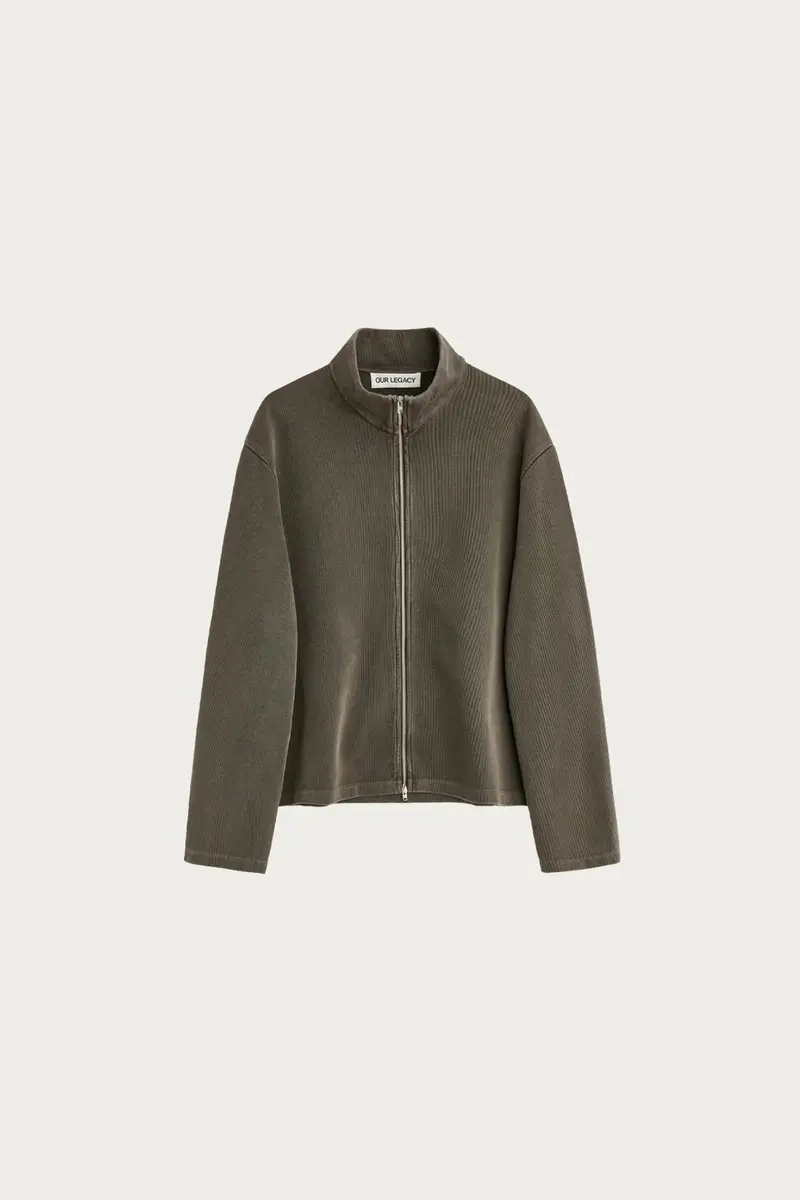 Shrunken Full-Zip Sweatshirt – Worn Graphite Athletic Rib 1