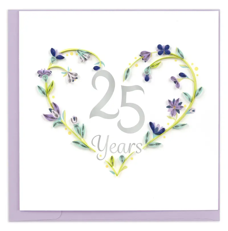 Silver Wedding Anniversary Quilled Greeting Card 1
