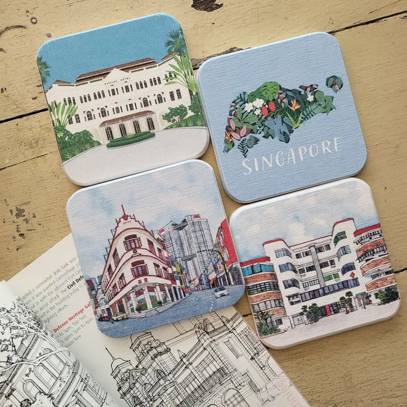 Singapore Landmark Diatomite Coaster Collection 1