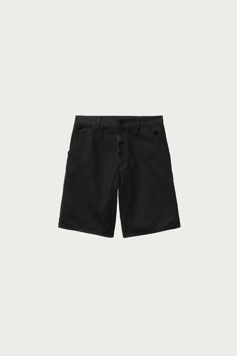 Single-Knee Short In Black Garment-Dyed Cotton 1
