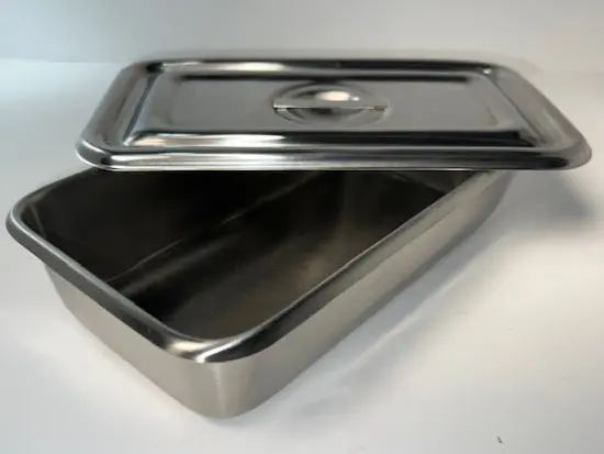 Single Vintage 1960S Polar Ware (Vollrath) Stainless Steel Medical Instrument Tray With Lid – New Old Stock 1