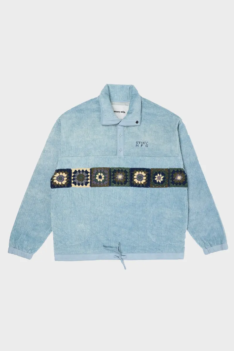Sky Blue Corduroy Polite Pullover Sweater 1