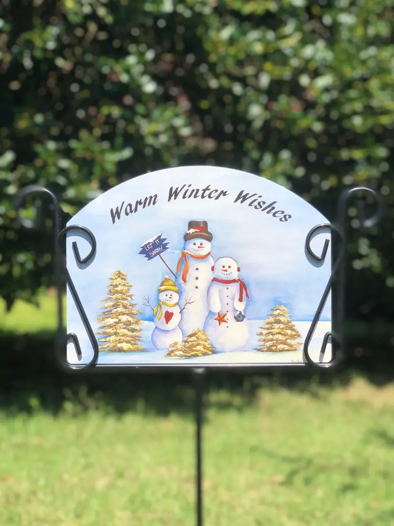 Snuggles-Themed Warm Winter Wishes Garden Sign 1