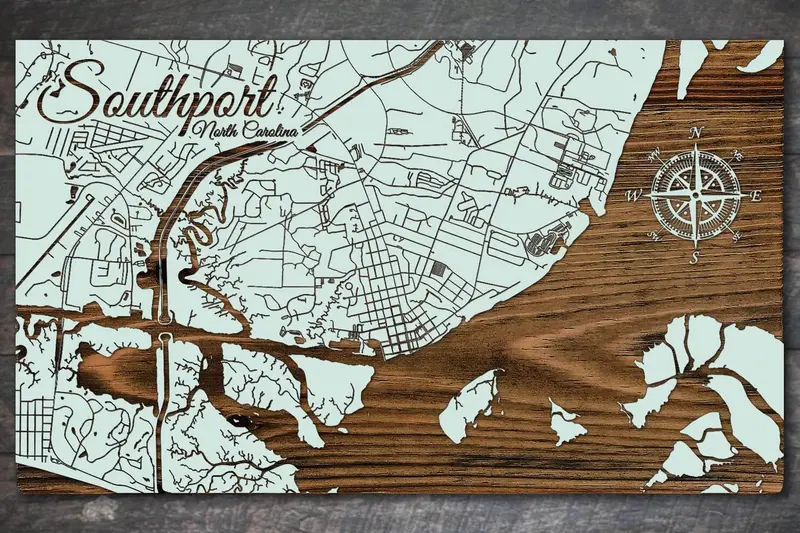Southport Nautical Map – Seaglass Finish 1
