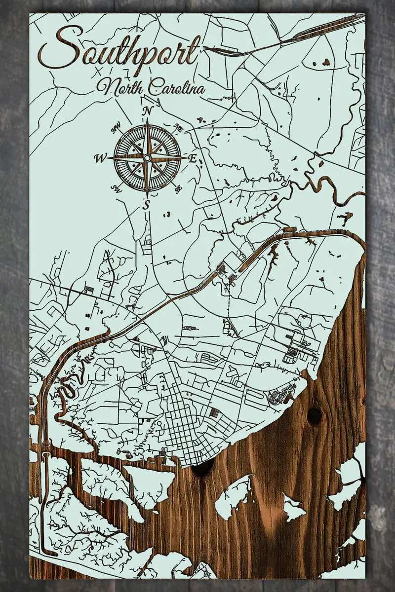 Southport Vertical Map Art – Seaglass-Inspired Wall Decor 1