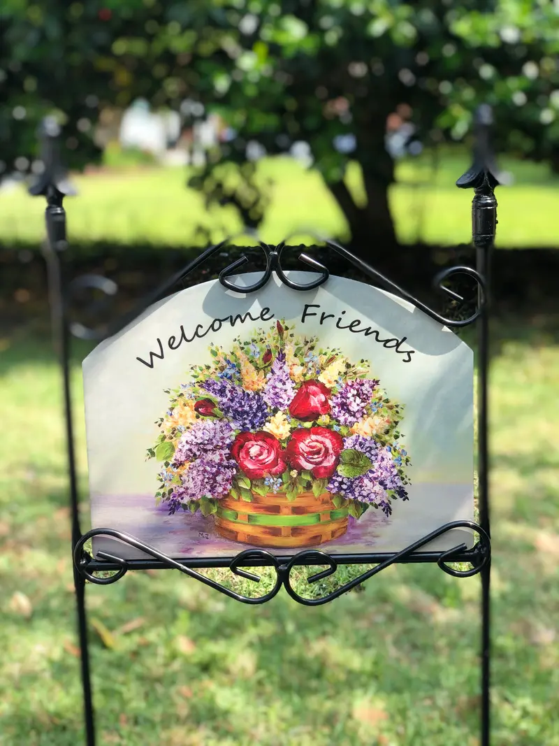 Spring Floral Welcome Sign Featuring Blooming Flowers And Friendly Greeting 1