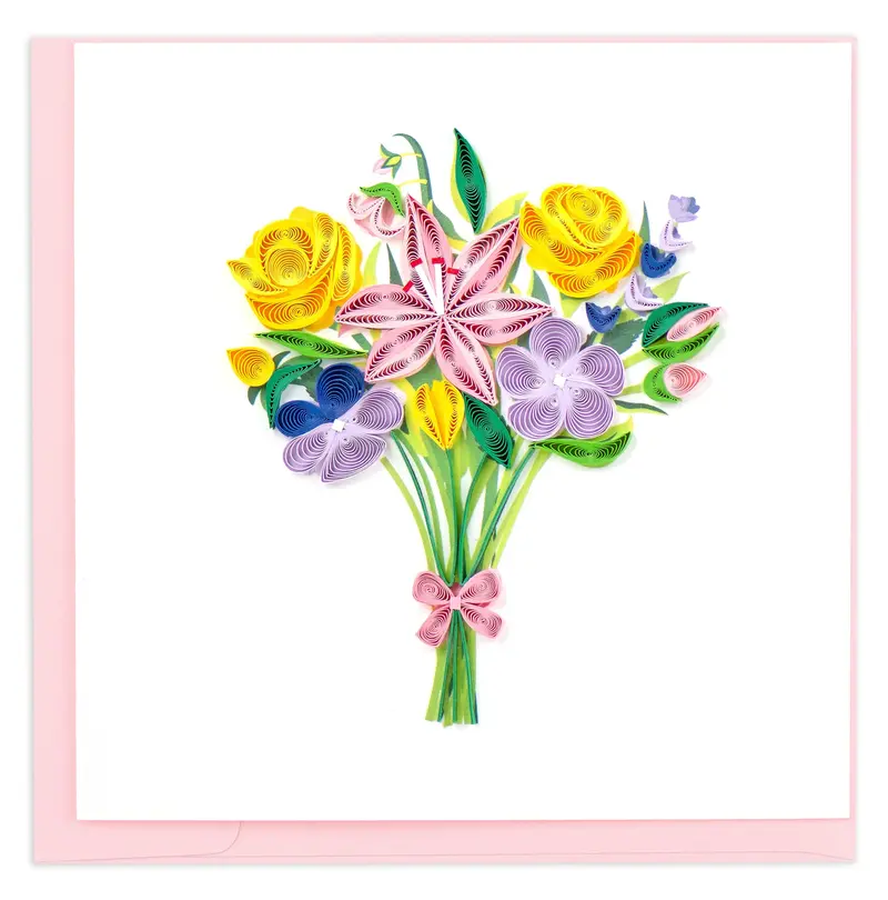 Springtime Floral Bouquet Quilling Art Card 1