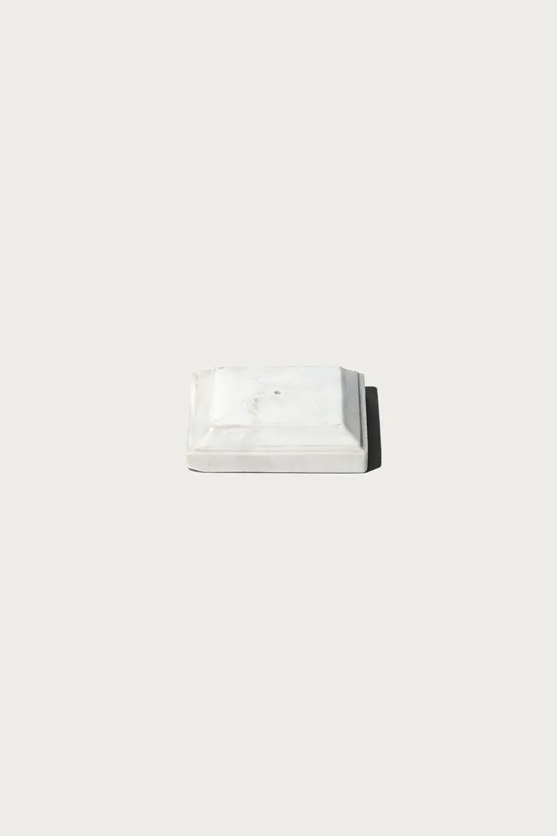 Square Marble Incense Holder – Polished White Stone 1