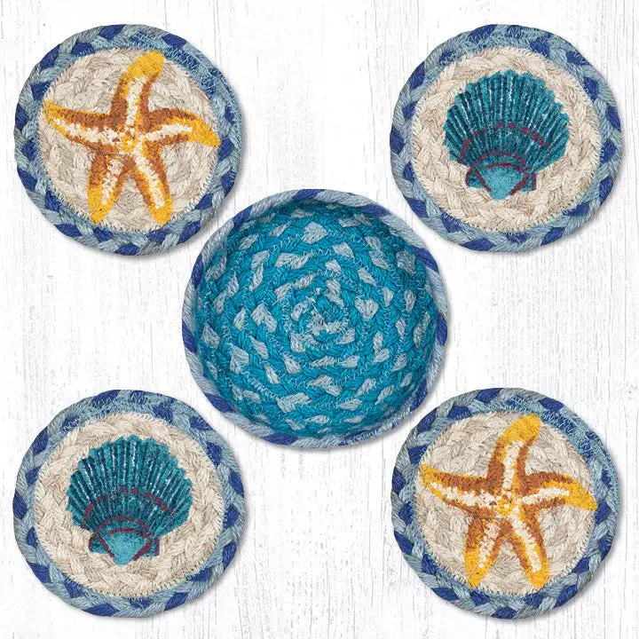 Starfish & Scallop Coaster Set – 5-Inch Coastal Collection 1