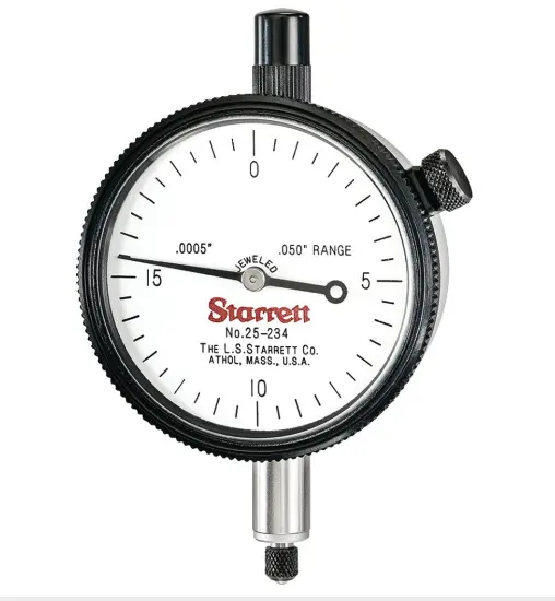 Starrett 25-234J Dial Indicator – 0–0.050-Inch Range, 0.0005-Inch Graduation, Lug-Back Design, Usa-Made 1