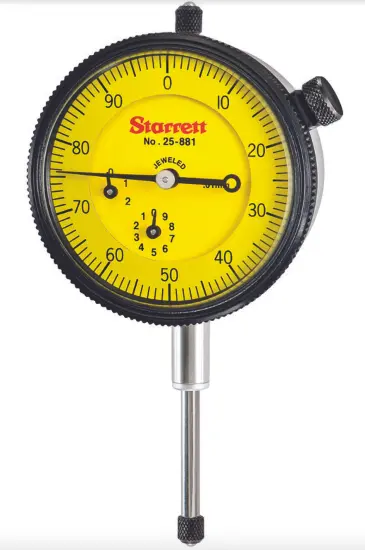 Starrett 25-881J-8 Metric Dial Indicator – 25 Mm Range, 0.01 Mm Graduation, Lug-Back Style 1