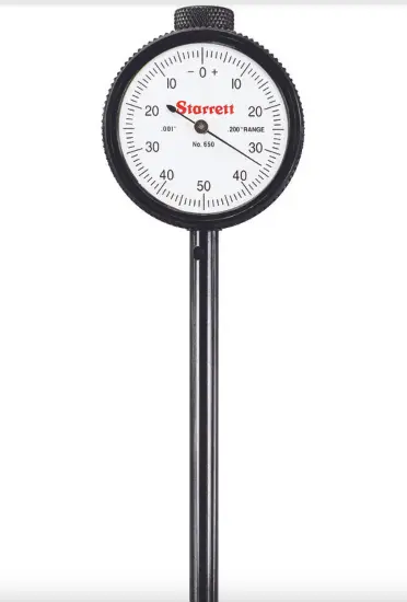 Starrett 650B5 Back-Plunger Dial Indicator – 0.001-Inch Graduation With Deep-Hole Attachment 1