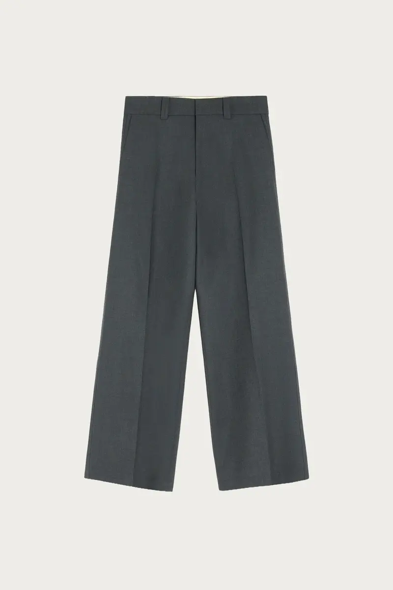 Straight-Cut Tailored Trousers – Dark Grey Wool Blend 1