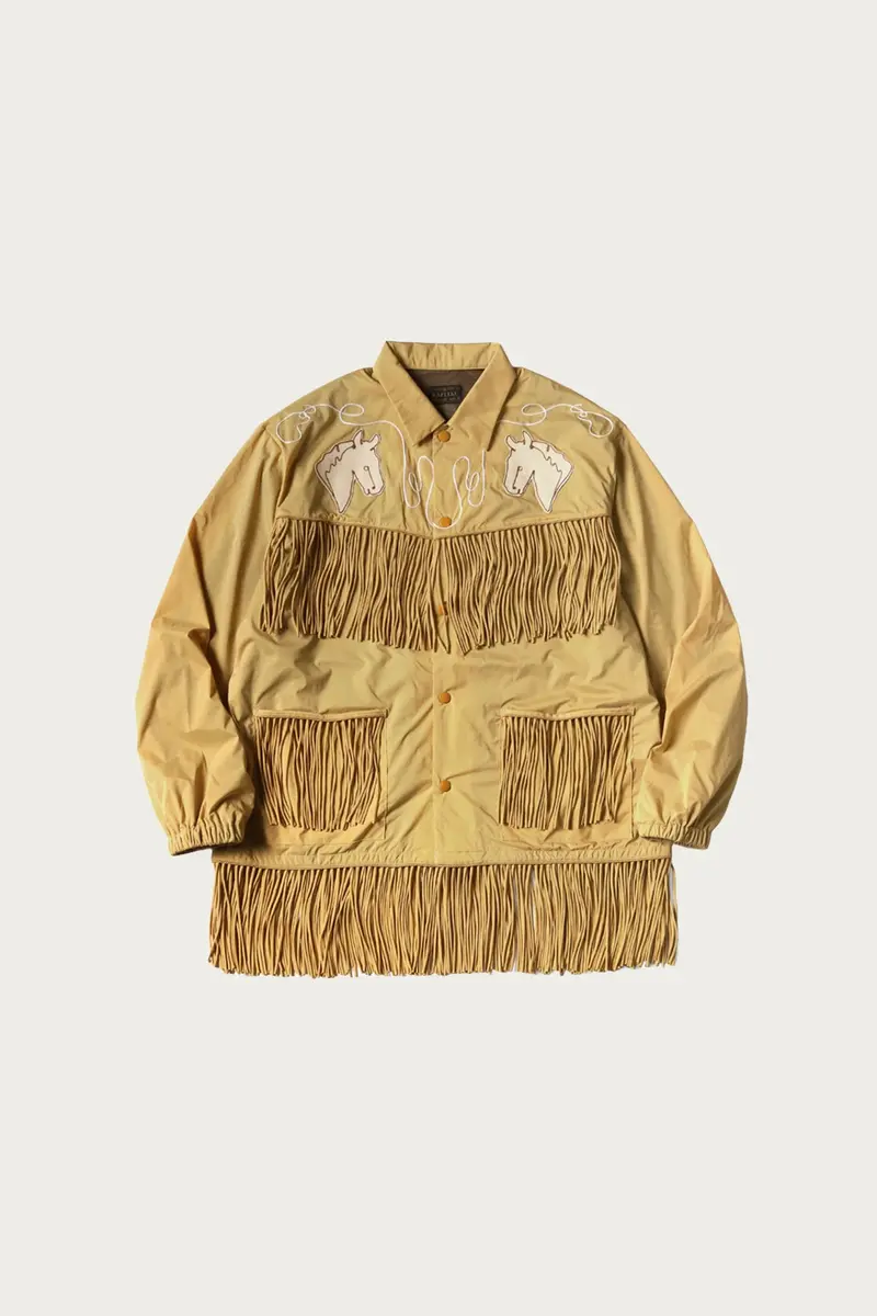 Stretch Nylon Fringed Coach Jacket – Bold Mustard Hue 1