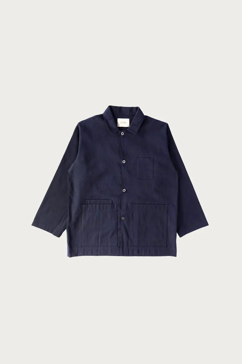 Studio Structured Jacket – Ink-And-Black Yarn-Dyed Twill 1