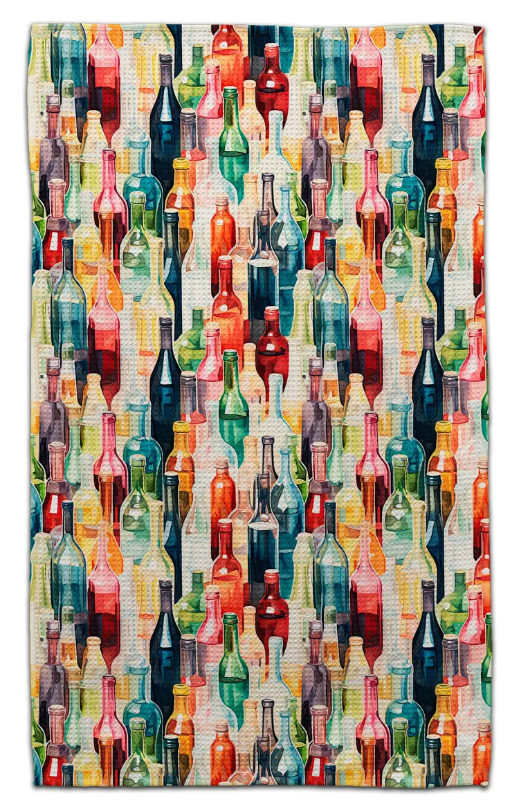 Stylish Wine Bottle Illustration Eco Dish Towel 1