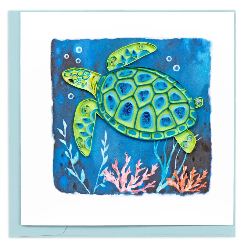 Stylized Sea Turtle Quilling Art Card 1