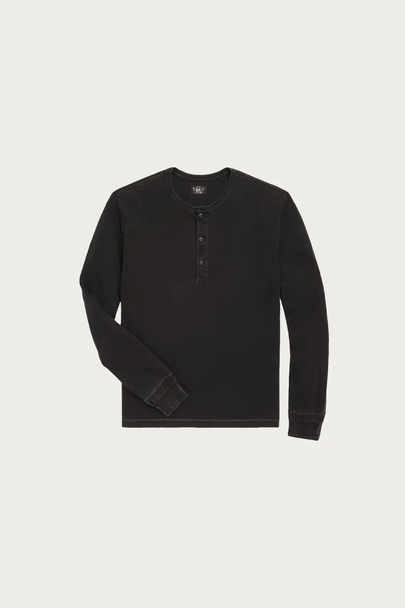 Sulfur Black Jersey Henley Shirt 1