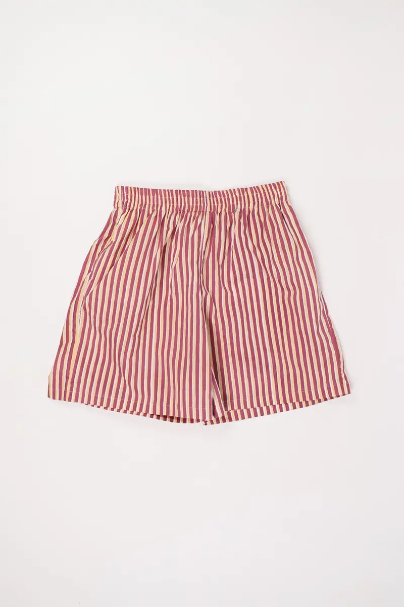 Summer Stripe Shorts In Maroon 1