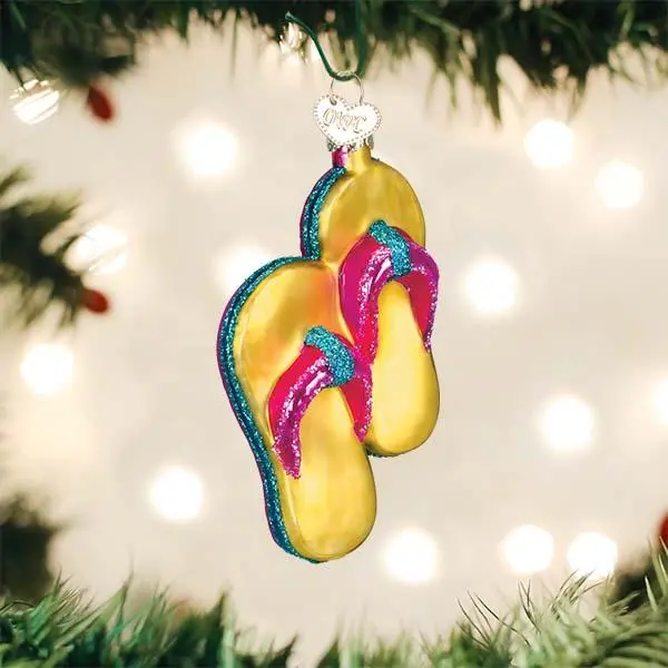 Sunny Yellow Flip-Flop Holiday Ornament 1