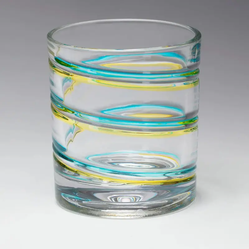Swirling Yellow And Blue 360° Rotating Cocktail Glass 1