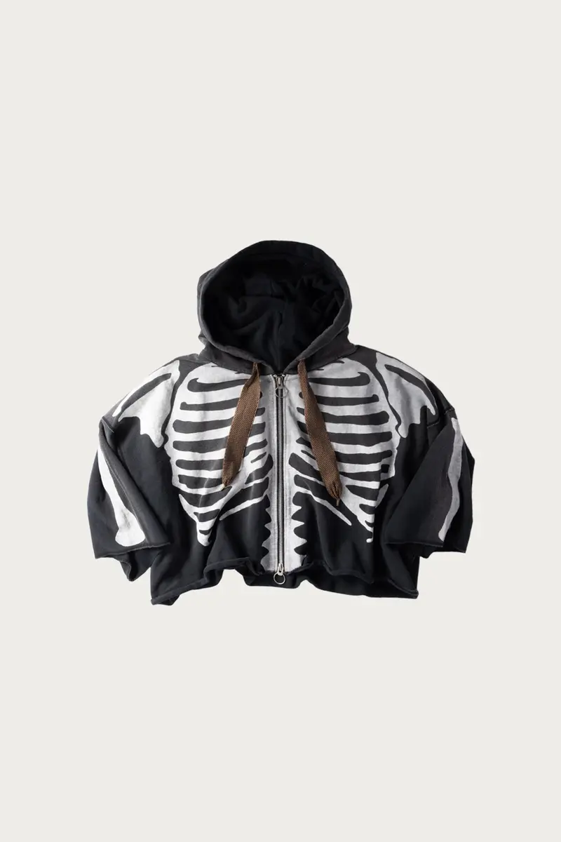 Swt Devil Hooded Blouson In Bone Knit – Black 1