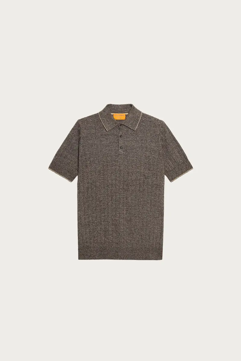 Teddy Polo Sweater In Chestnut Brown 1