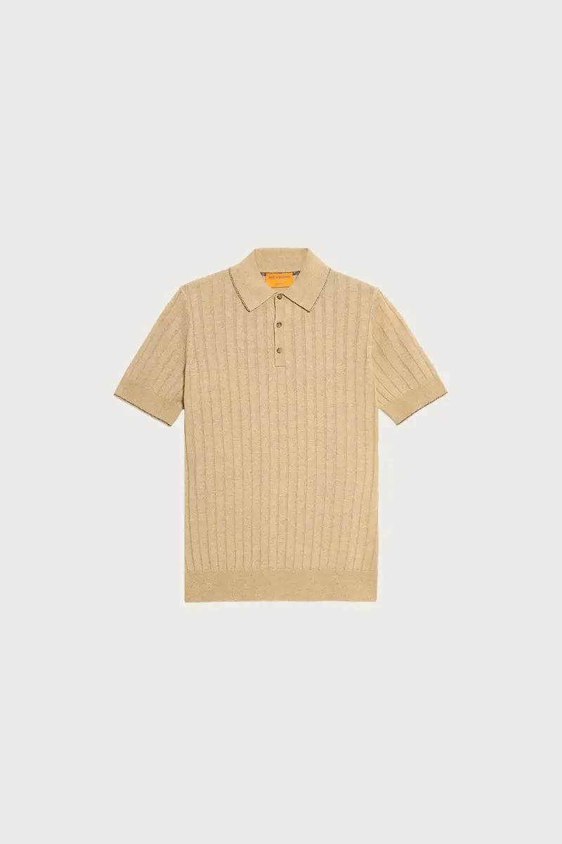 Teddy Polo Sweater In Sandstone Beige 1