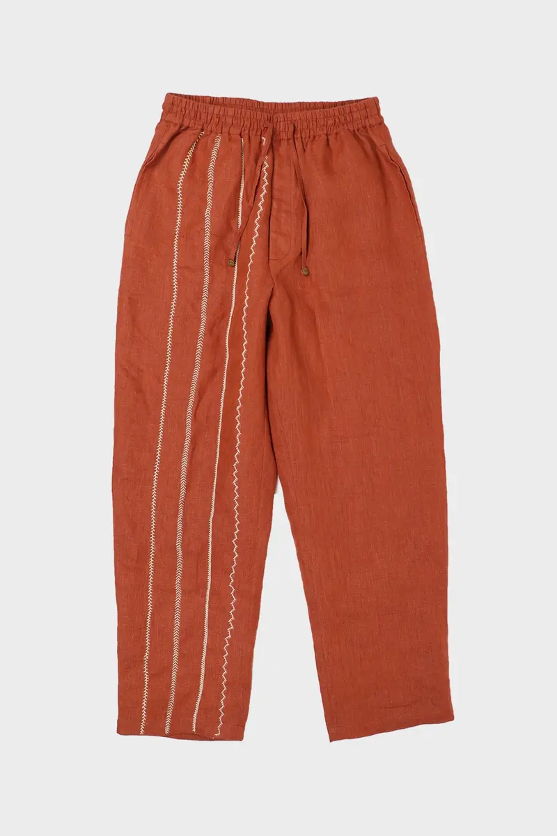 Terracotta Kutch-Embroidered Pants 1