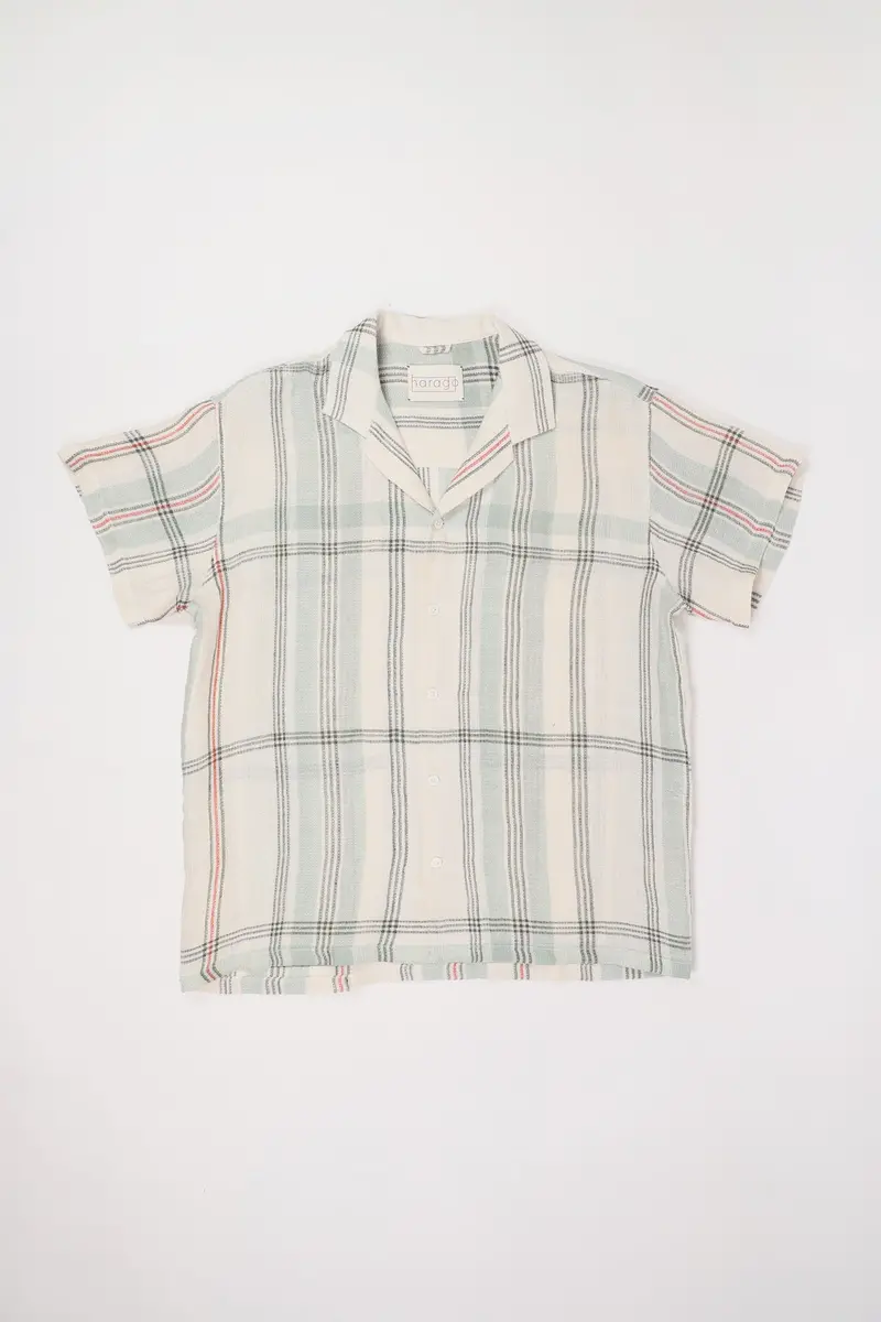 Textured Linen Button-Down Shirt In Off-White 1