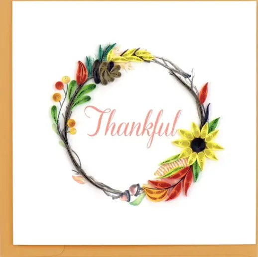 Thankful Wreath Quilling Card – Gratitude-Themed Handmade Greeting 1