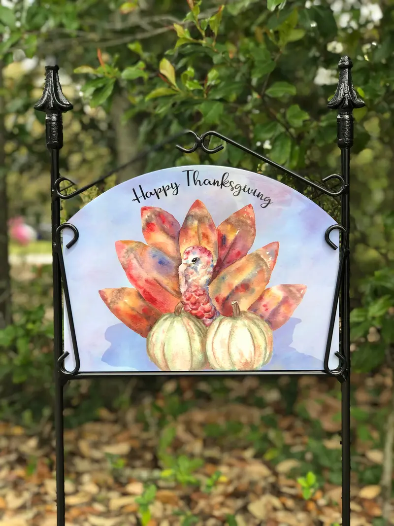 Thanksgiving Turkey Garden Sign – 'Happy Thanksgiving' Festive Decor 1